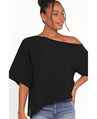 Petal and Pup Women's Ardena Boucle-Knit Short-Sleeve Asymmetrical Top