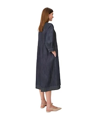 Masai Copenhagen Women's MaNakillaia Mandarin Collar 3/4-Sleeve A-Line Midi Dress