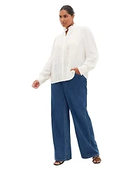 City Chic Women's Whimsical Embroidered Long Sleeve Shirt
