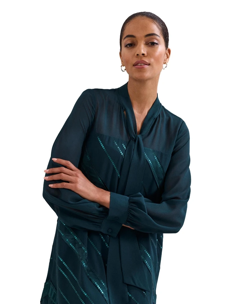 Phase Eight Women's Sonali Satin Embellished Long-Sleeve Dress