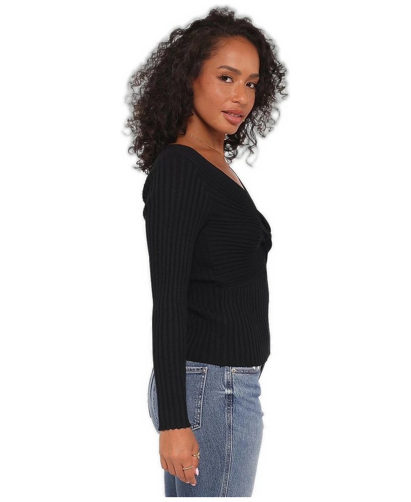 Petal and Pup Women's Demi Twist Detail V-Neck Long-Sleeve Knit Top