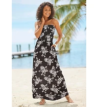 Lascana Women's Strapless Ruched Maxi Dress