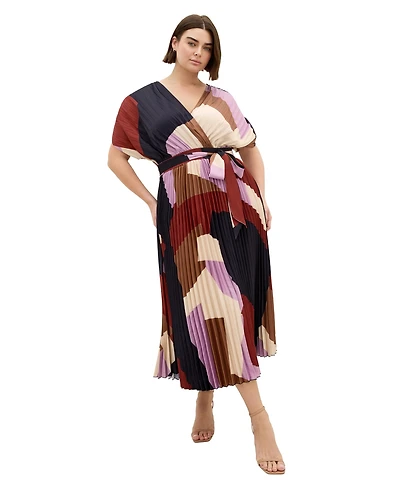 City Chic Women's Print Pleat Midi Dress