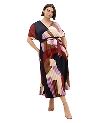 City Chic Women's Print Pleat Midi Dress