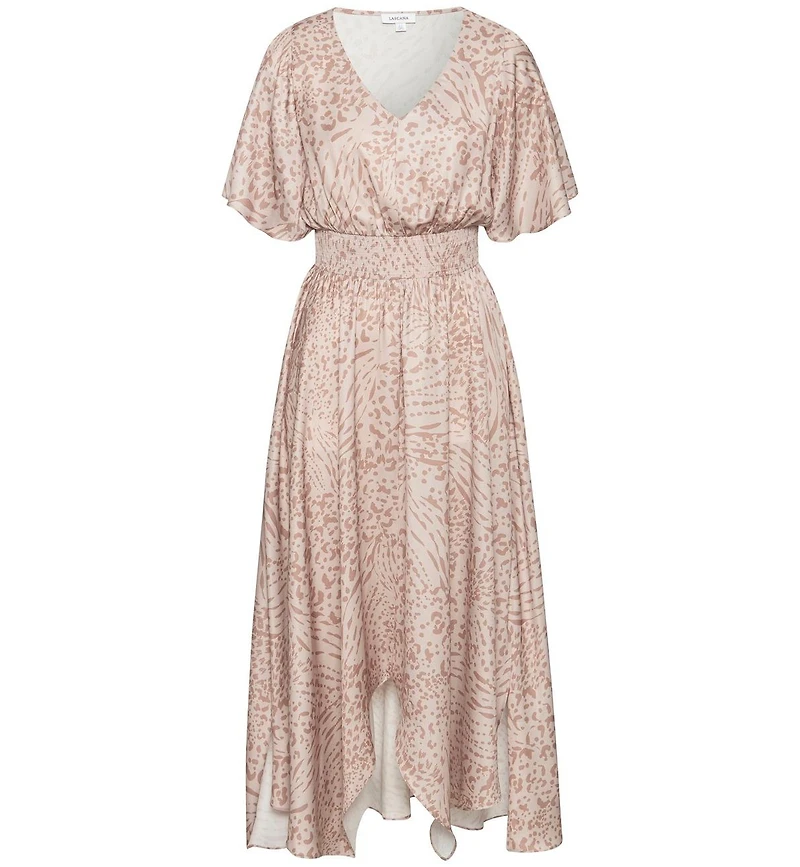 Lascana Women's Flowy Flutter Sleeve V-Neck Maxi Dress
