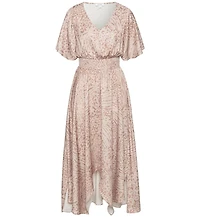 Lascana Women's Flowy Flutter Sleeve V-Neck Maxi Dress