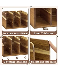 Danrong Wooden 3 Compartment Desk Organizer Vertical File Magazine Holder