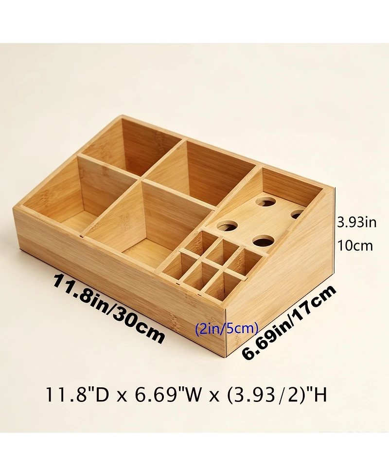 Danrong 2 Pack Wooden Desktop Organizer Pen Holder Art Supply Makeup Brush Storage