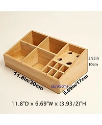 Danrong 2 Pack Wooden Desktop Organizer Pen Holder Art Supply Makeup Brush Storage