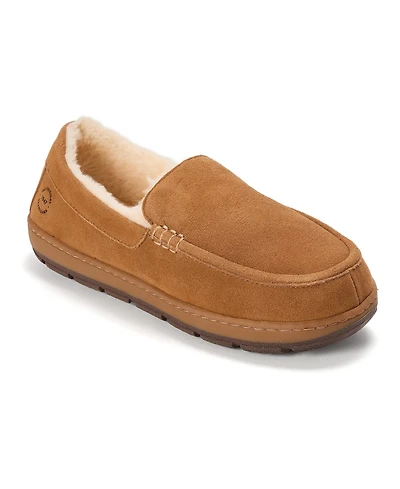 Dearfoams Men's Fitzgerald Genuine Suede Moccasin Slippers