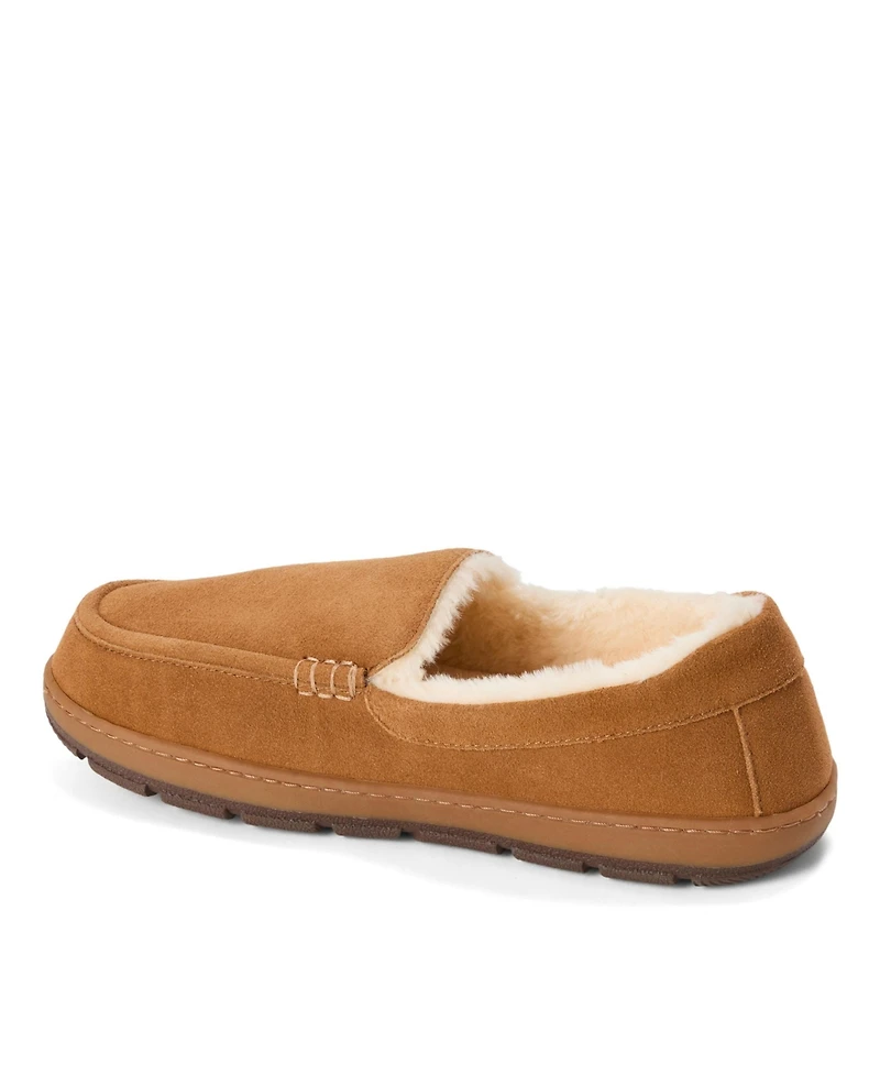 Dearfoams Men's Fitzgerald Genuine Suede Moccasin Slippers