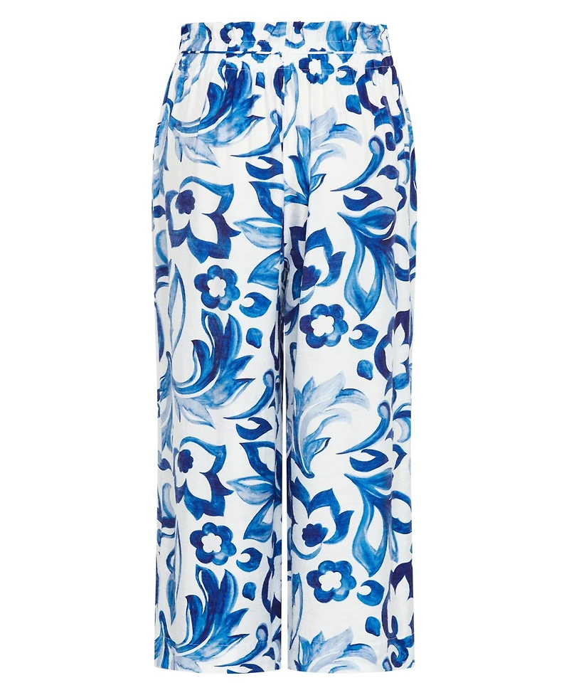 City Chic Plus Resort Print High-Rise Wide-Leg Pants
