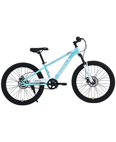 ECHTPeak Mountain Bike 24 Inch Front Suspension Fork Double Disc Brakes, 220 lbs, Ages 9-12