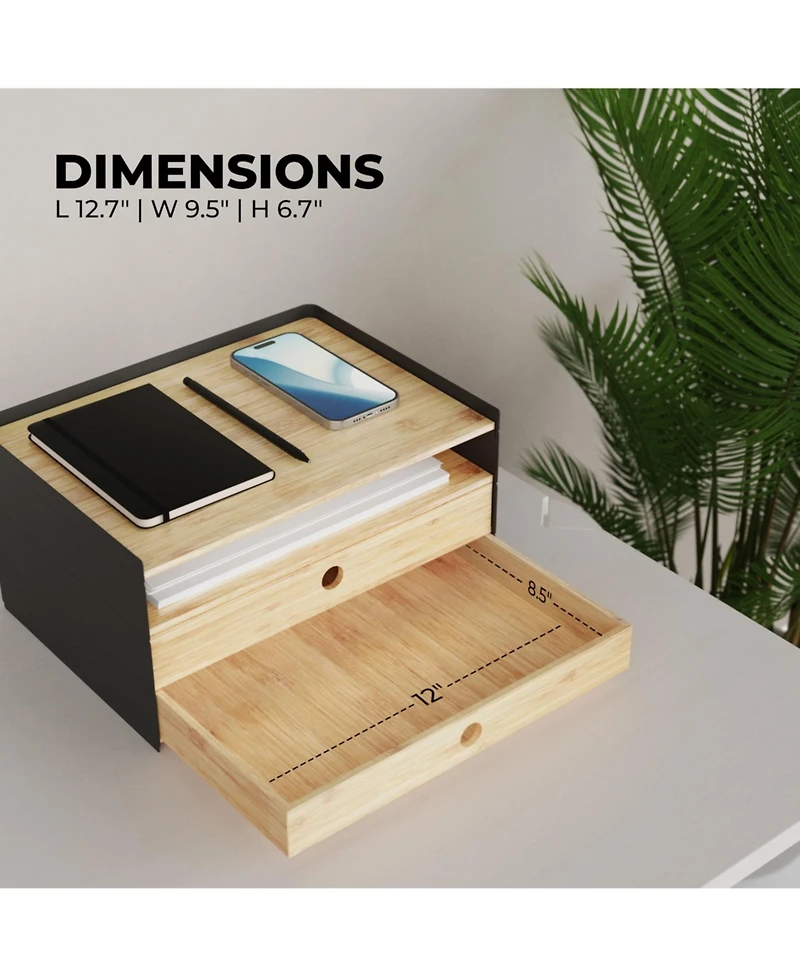 Danrong Wood Desktop Organizer With Stackable Expandable Storage For Office Home