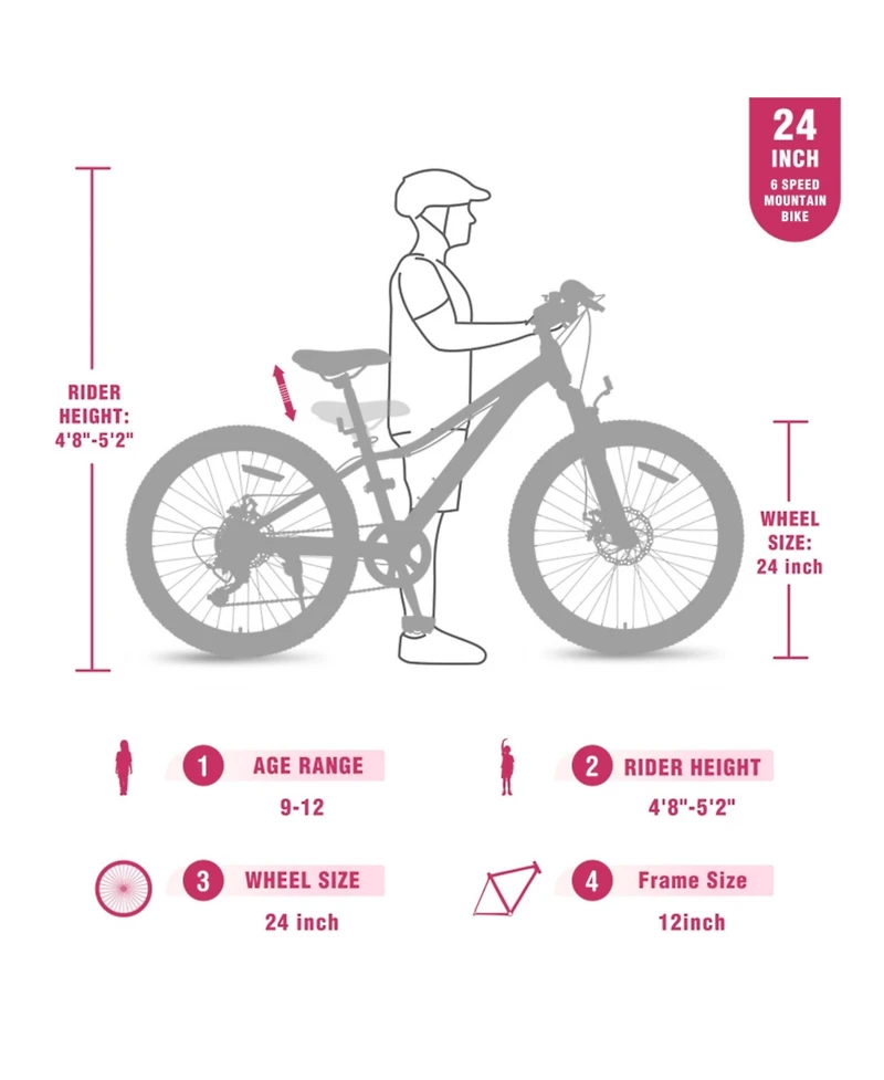ECHTPeak 24 Inch 6-Speed Mountain Bike for Kids Boys and Girls