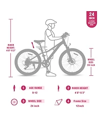 ECHTPeak 24 Inch 6-Speed Mountain Bike for Kids Boys and Girls