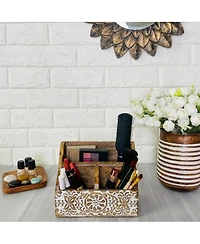 Danrong Wooden 2 Tier Farmhouse Desk Organizer For Office Home Stationery Supplies
