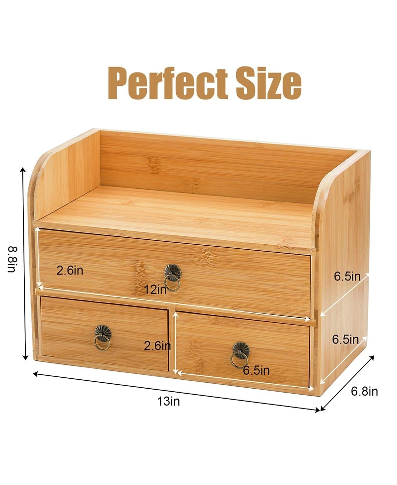 Danrong 3 Tier Desk Organizer With Drawers Multifunctional Storage For Home Office