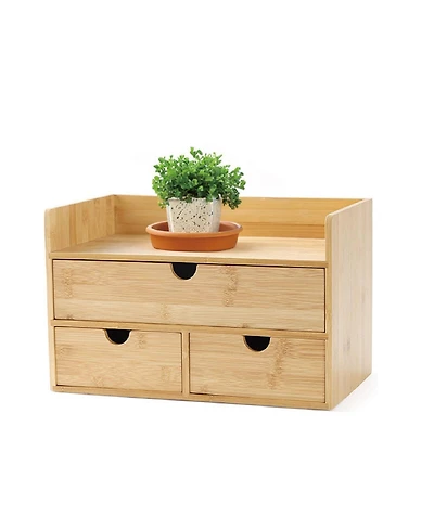Danrong 3 Drawer Desk Organizer With Open Shelf Makeup Storage Tabletop For Home Office Bathroom