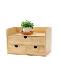 Danrong 3 Drawer Desk Organizer With Open Shelf Makeup Storage Tabletop For Home Office Bathroom