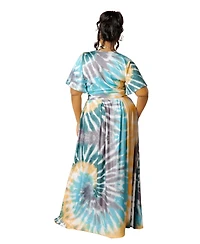 Buxom Couture Plus Tie-dye Tie-Front Top and Skirt Set