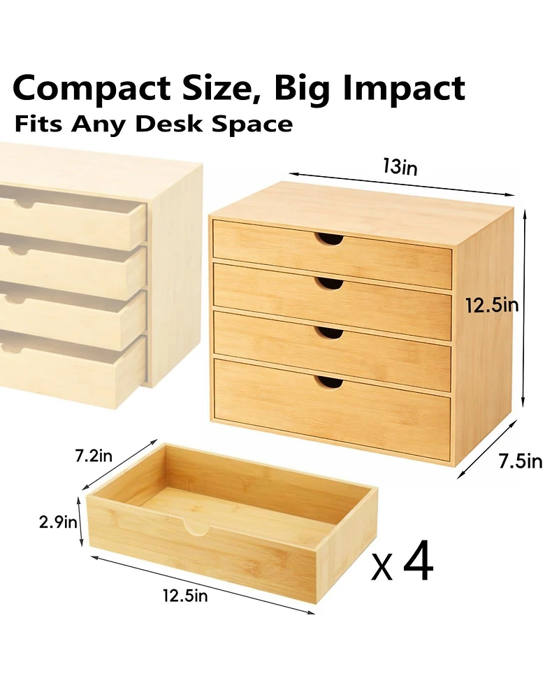 Danrong Wooden Desk Organizer With Drawers Fully Assembled For Office Home Storage