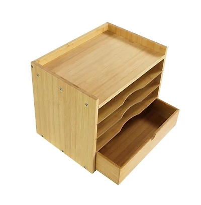 Danrong 5 Tier Desk Organizer with Drawer Adjustable Shelves Desktop File Holder for Home Office School