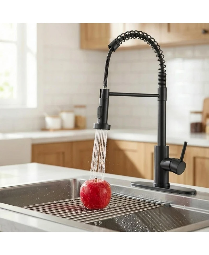 Phying Kitchen Faucet Industrial Single Handle Single Hole Pull Down Sprayer Faucet Stainless Steel Tap for Home Kitchen Fixture