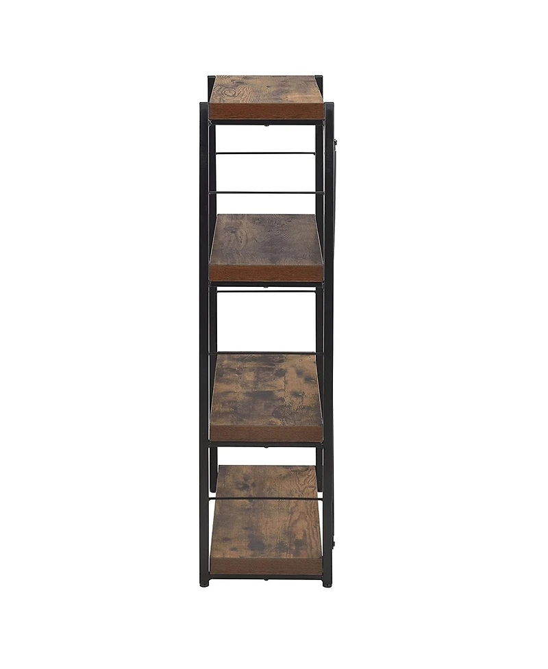 HomeRoots 43" Distressed Metal and Wood Three Tier Etagere Bookcase
