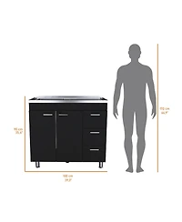 Fm Furniture Darien Melamine Base Cabinet, Three Drawers And Stainless Steel Top