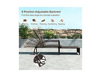 Boyel Living Patio Chaise Lounge Outdoor Rattan Lounge Chair with Retractable Ottoman