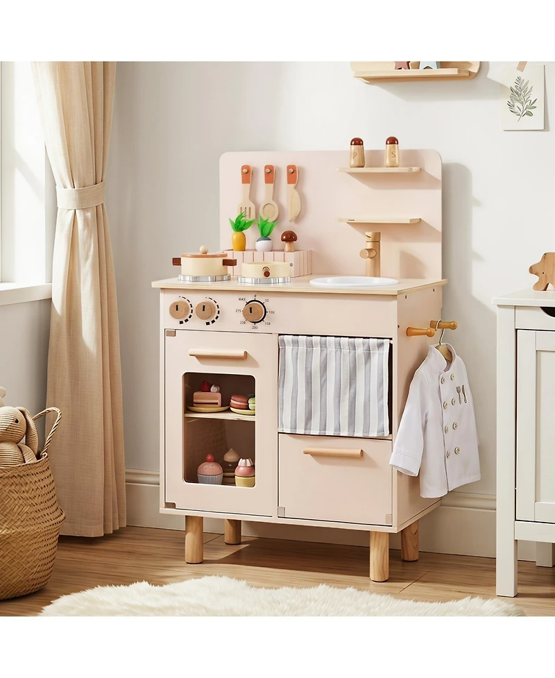 Gymax Toddler Wooden 10-Piece Kitchen Playset, Ages 3+