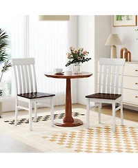 Gymax Dining Chairs Set of 4 with latted High Backrests Concave Seats Rubber Wood Legs