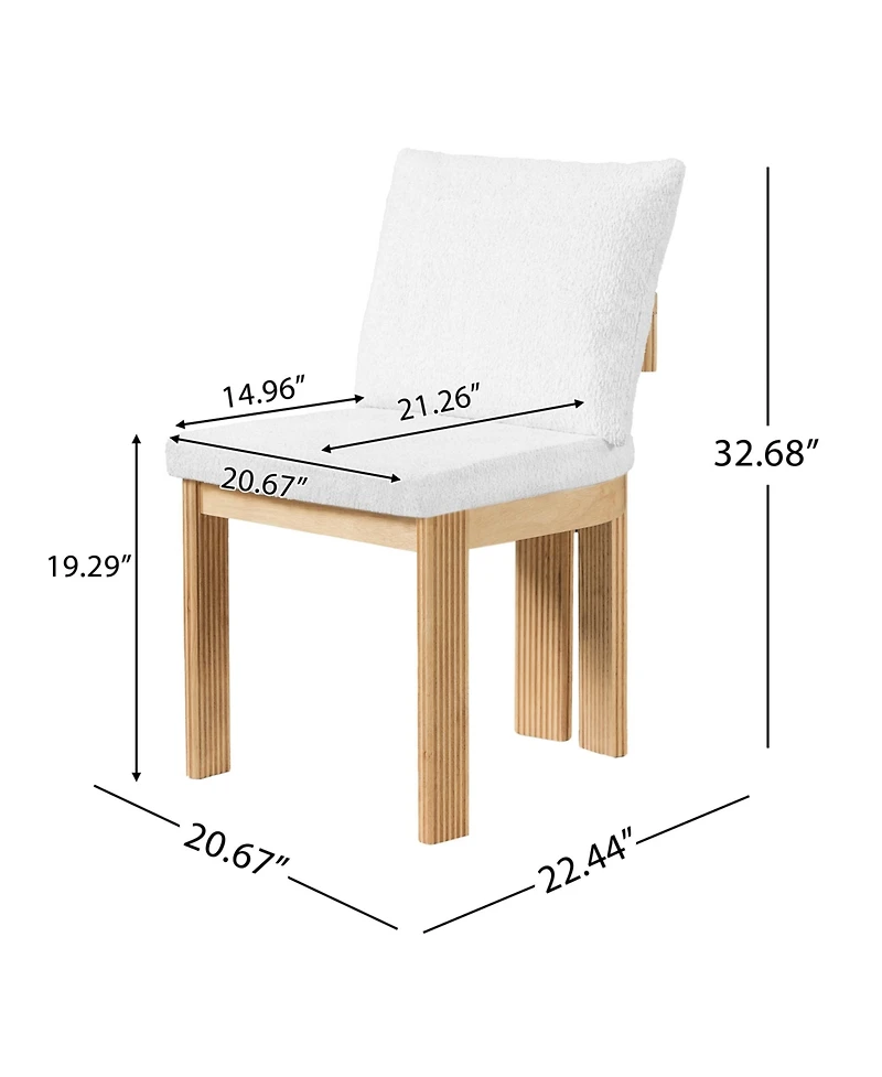 Flynama Set of 2 Boucle Dining Chairs with Rubber Wood Frame, Indoor Kitchen and Dining Room Chairs