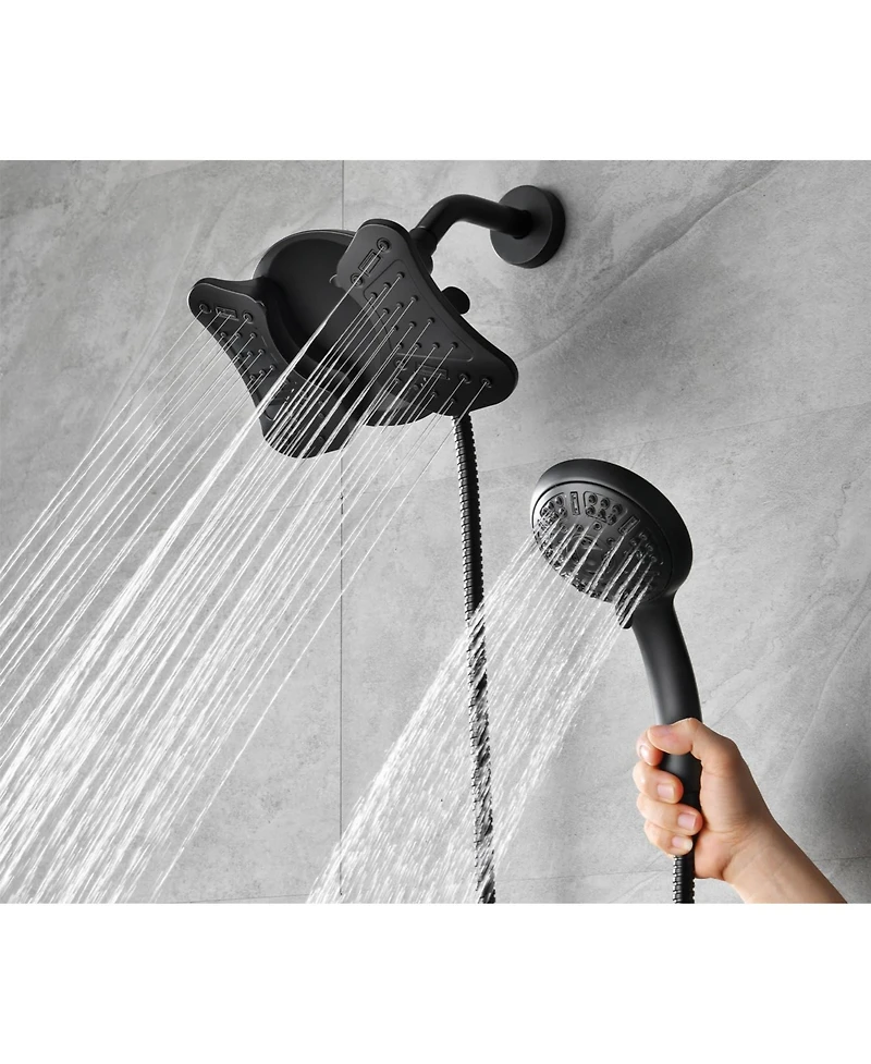 Cyqbd 1.8 Gpm Shower Head Handheld 2 1 Rainfall 9 Modes