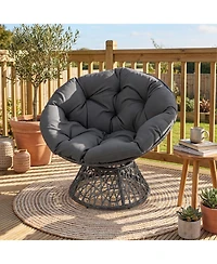 Slickblue Wicker Papasan Lounge Chair with 360degree(s) Swivel Base and Thick Cushion