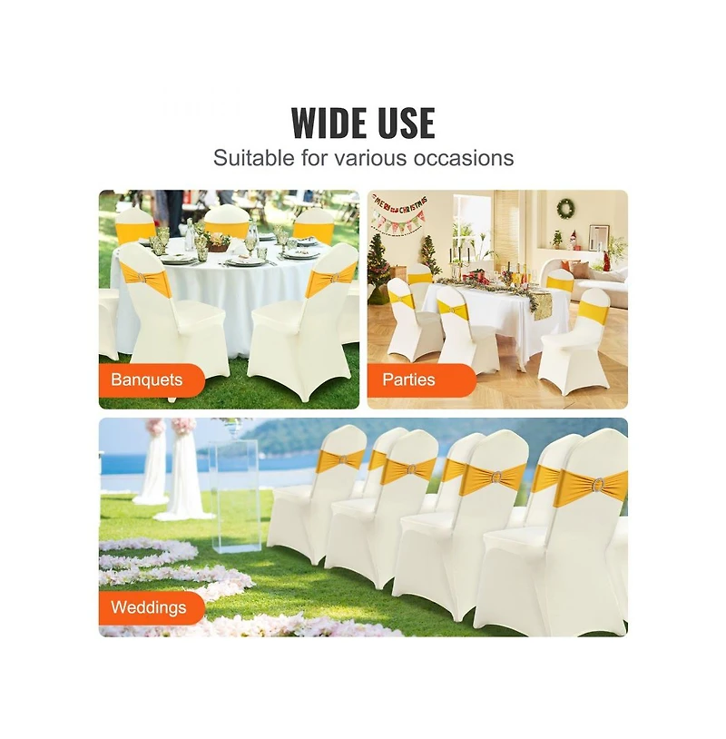 Slickblue 100 Pack Spandex Folding Chair Covers for Wedding and Events