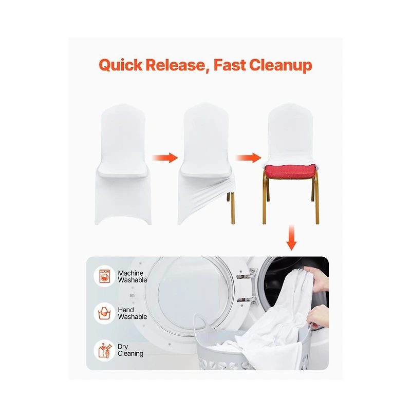 Slickblue 50 Pack Spandex Folding Chair Covers for Wedding and Events