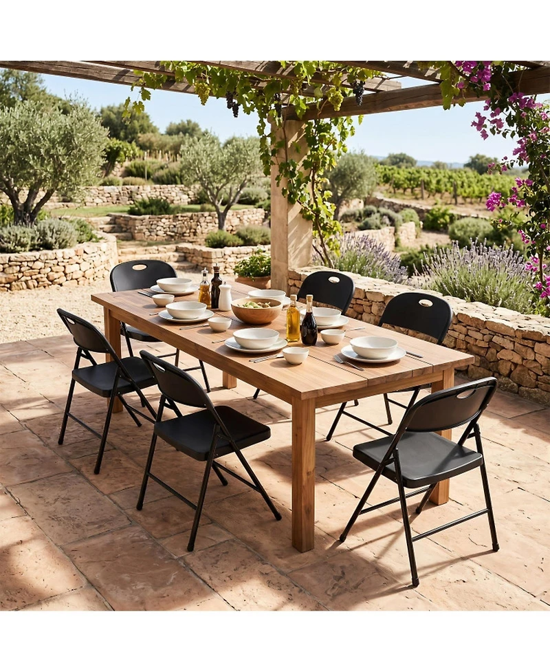 Sugift Set of 6 Foldable Plastic Chairs with Ergonomic Backrest