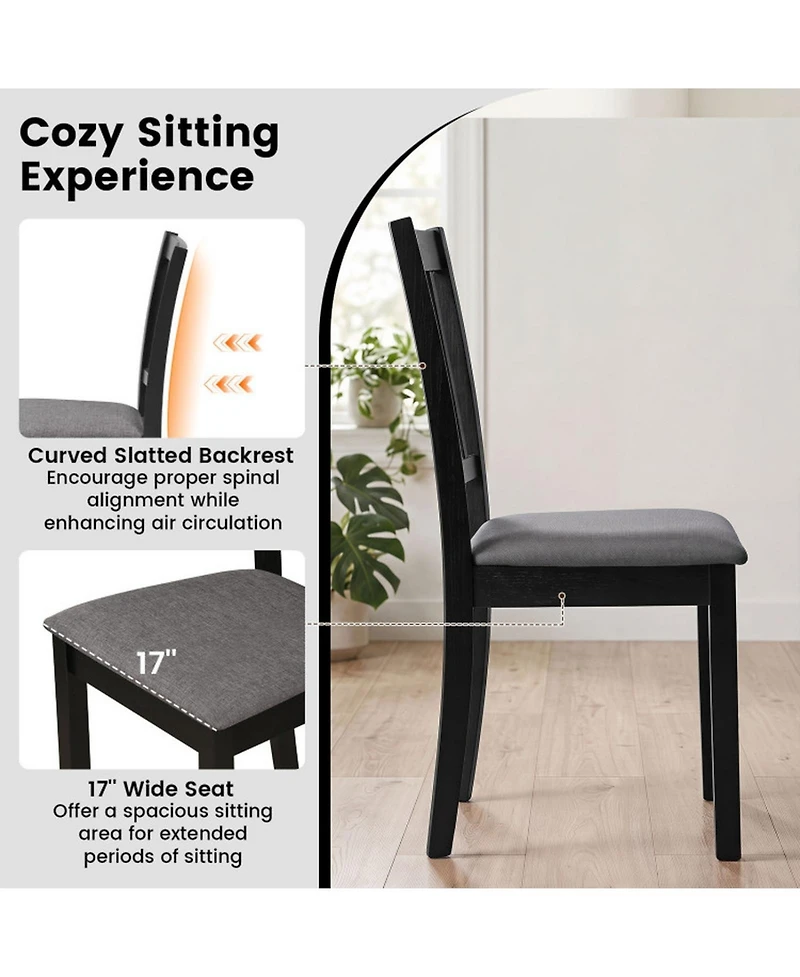 Sugift Set of 2 Upholstered Kitchen Dining Chairs with Slatted Backrest