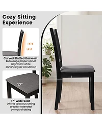 Sugift Set of 2 Upholstered Kitchen Dining Chairs with Slatted Backrest