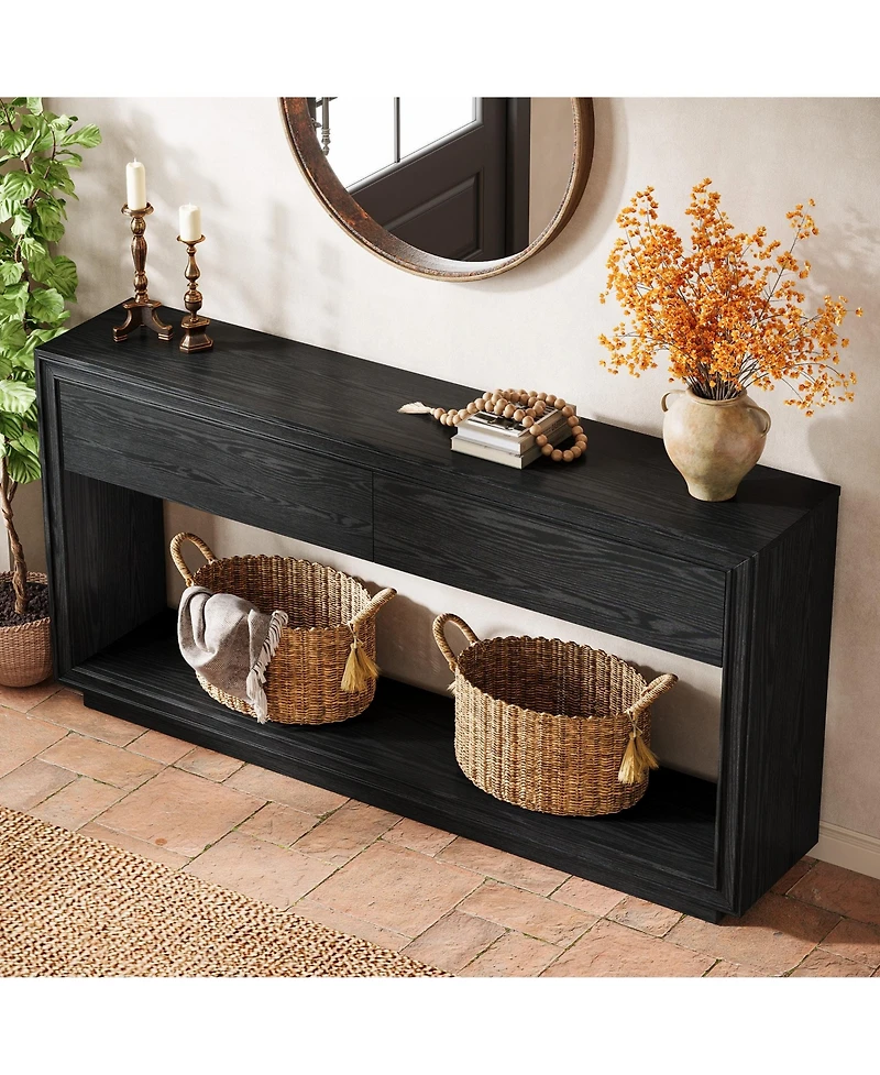 Tribesigns 63" Console Table with 2 Drawers, Farmhouse Entryway Table