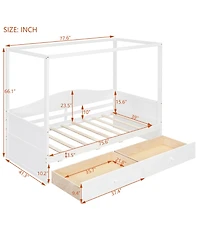 Clihome Twin Size Canopy Day Bed with 2 Drawers