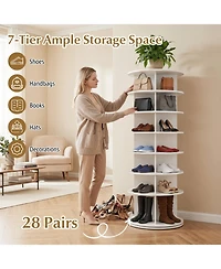 Sugfit 7-Tier Rotating Shoe Rack Tower 360 Degree Spinning Freestanding Organizer for 28 Pairs