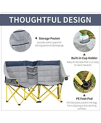 Mountaintop Loveseat Style Camping Chair,Oversized Folding Lawn Chair with Carry Bag and Cup Holders,for Outdoor, Beach, Picnic, Hiking, Travel