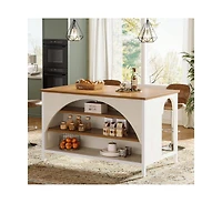 Tribesigns 55" Kitchen Island with Seating and Storage