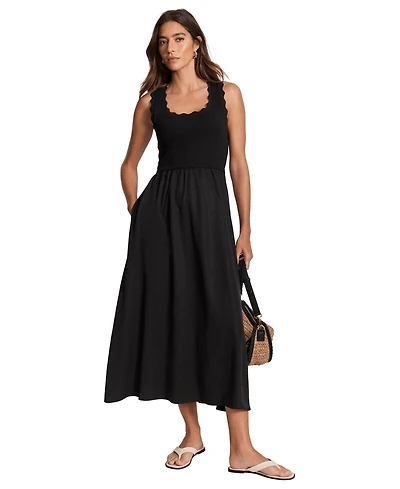 Mint Velvet Women's Scallop Short Sleeve Trim Midi Dress