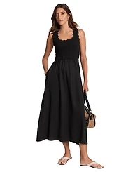 Mint Velvet Women's Scallop Short Sleeve Trim Midi Dress