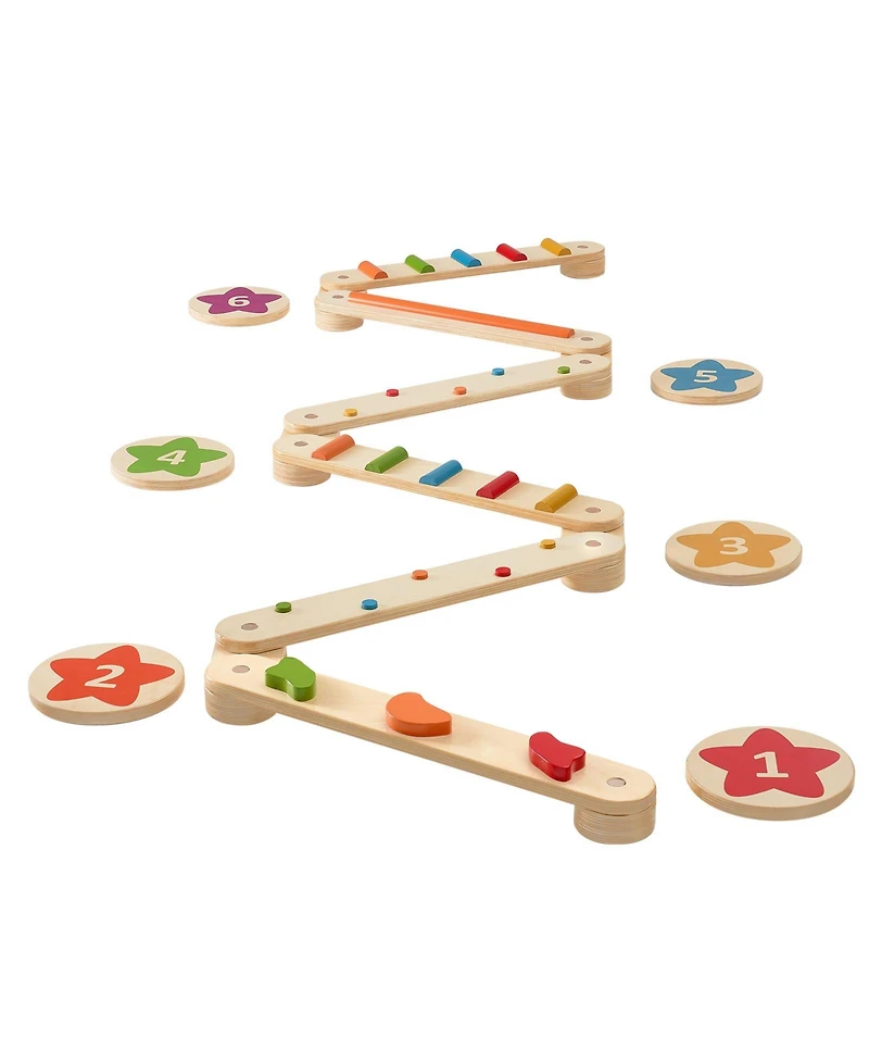 Sevorley Wooden Balance Beam Stepping Stones, 6-Piece Montessori Obstacle Course Toy for Kids 2-6