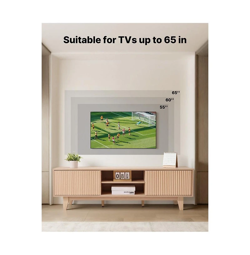Slickblue Tv Media Console Table for TVs up to 59 Inch with Adjustable Open Shelves and Sliding Door